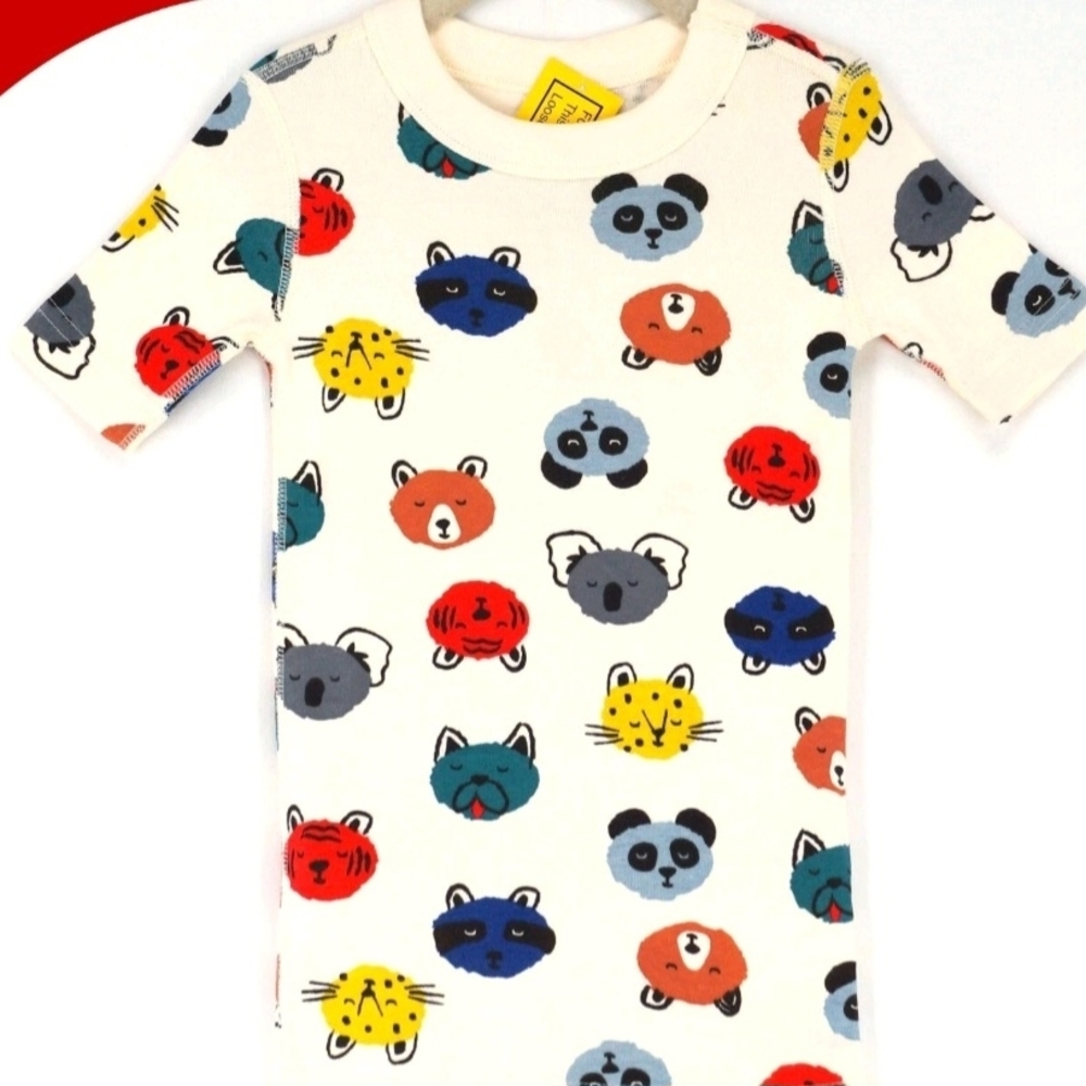 Hanna Andersson Kids Animal Faces Tee - Cream Multicolor